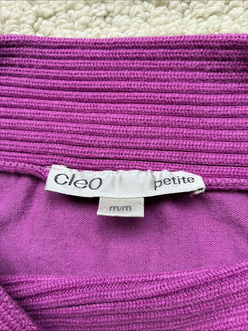 Cleo Women's Pinky Purple Ribbed Boat Neck Sweater Size Petite Medium - Picture 5 of 9
